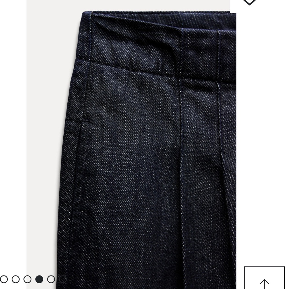 Zara Dark Blue wide leg Mid Waist Tapered Jeans relaxed Fit ZW Collection 27 NWT - Picture 4 of 9